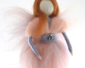 Peach Fairy Needle Felted Fairy Ornament Fairytale Decoration Soft Sculpture Merino Wool Art Doll