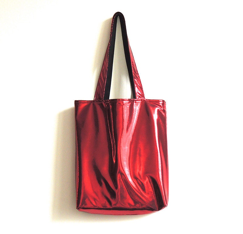 Metallic Red Tote Bag