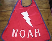 SUPERHERO CAPE Personalized with Lightning Bolt (Choose Red, Blue, Black, or Pink Cape)