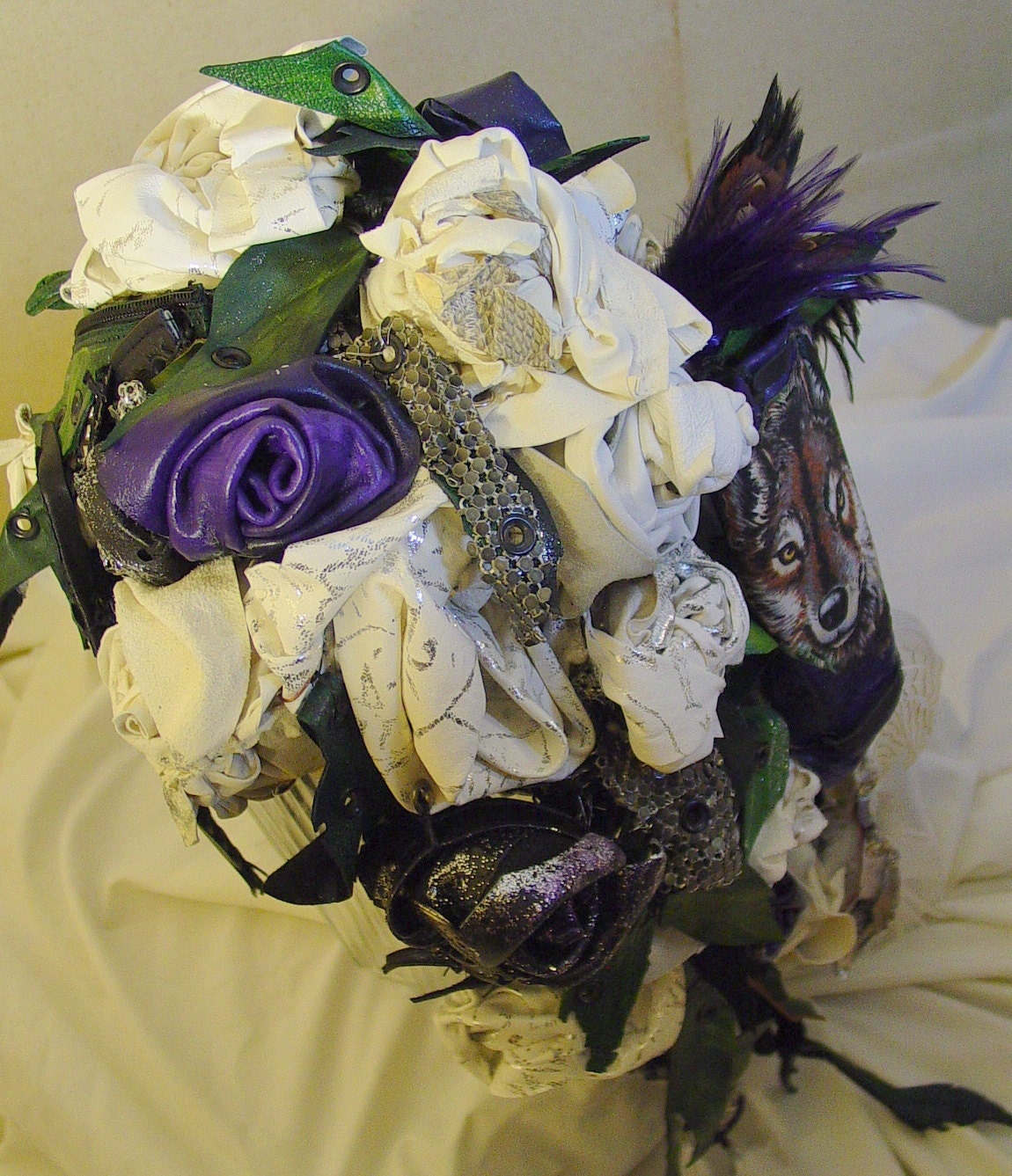 Weddings - Leather BRIDAL BOUQUETS - Recycled Leather, Eco-Friendly Weddings - DEPOSIT 50 percent of 250 dollars