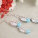 Leaf Earrings, Blue Jade Leaf Earrings, Silver leaf and Blue Jade, Sterling Silver French Earring Hoop