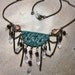 Art Nouveau Necklace- Framboise- Verdigris, Crystals, and Brass Chain Bib Style