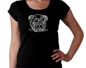 Bulldog Dog RHINESTONE T-Shirt or tank top S M L XL XXL - bling animal rescue love bull bulldogs canine