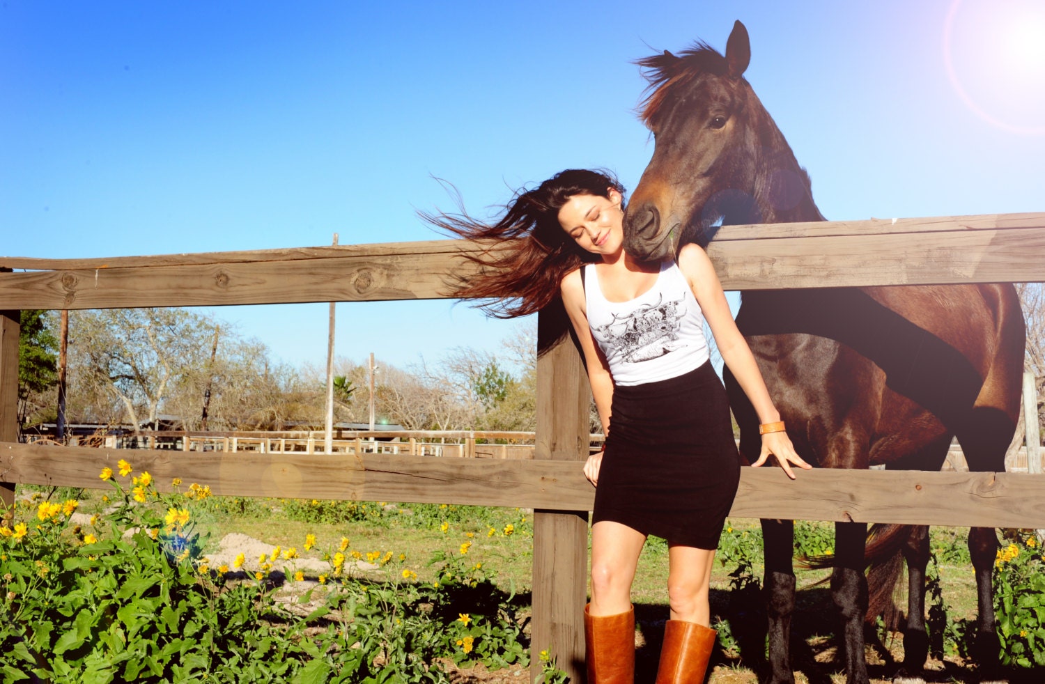 Longhorn Sketch tank top..... white flowy tank with black ink