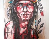 native vision quest man, tattoo painting