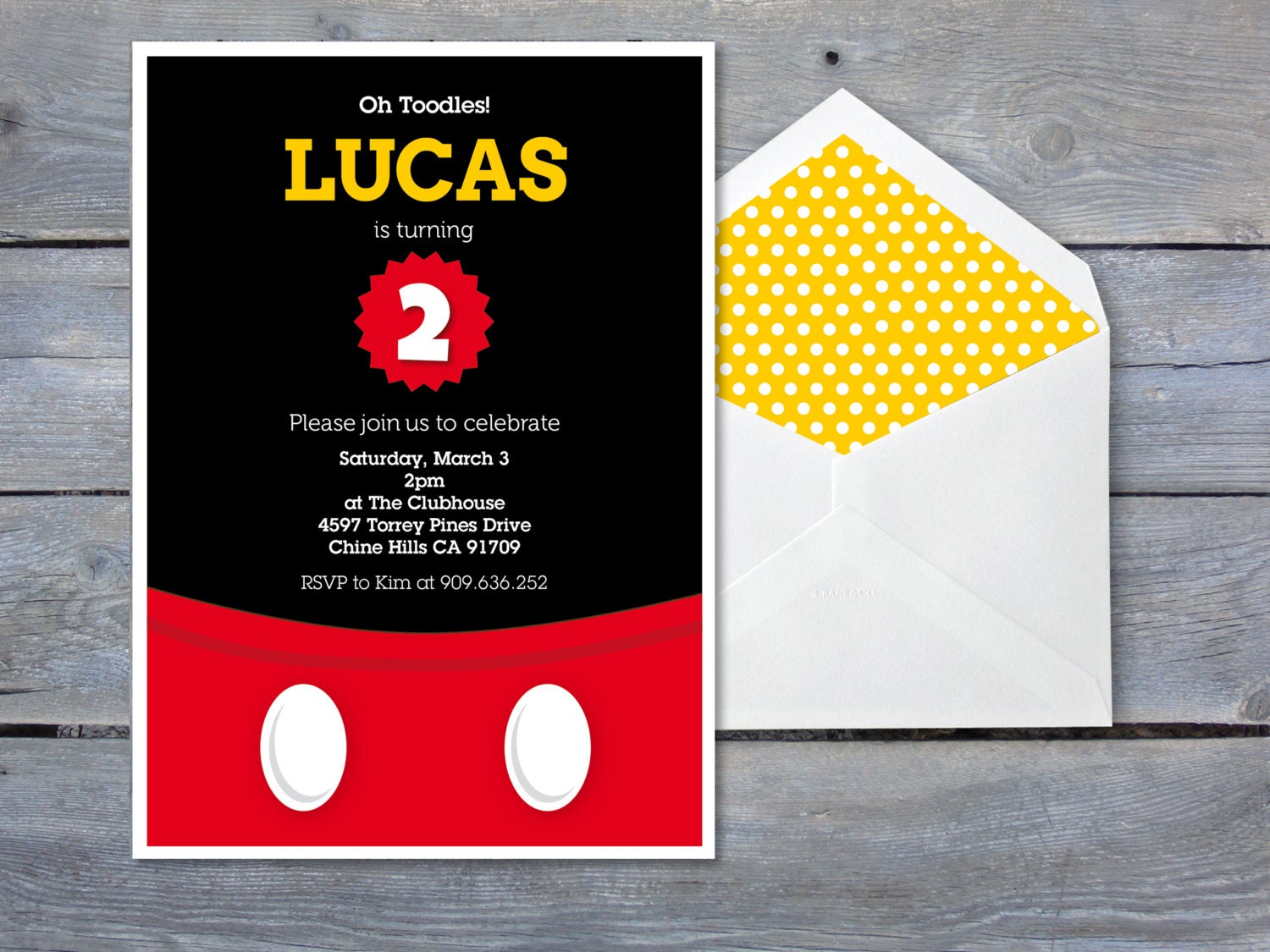 MICKEY Mouse Invitation for Birthday Party - Printable file 7x5