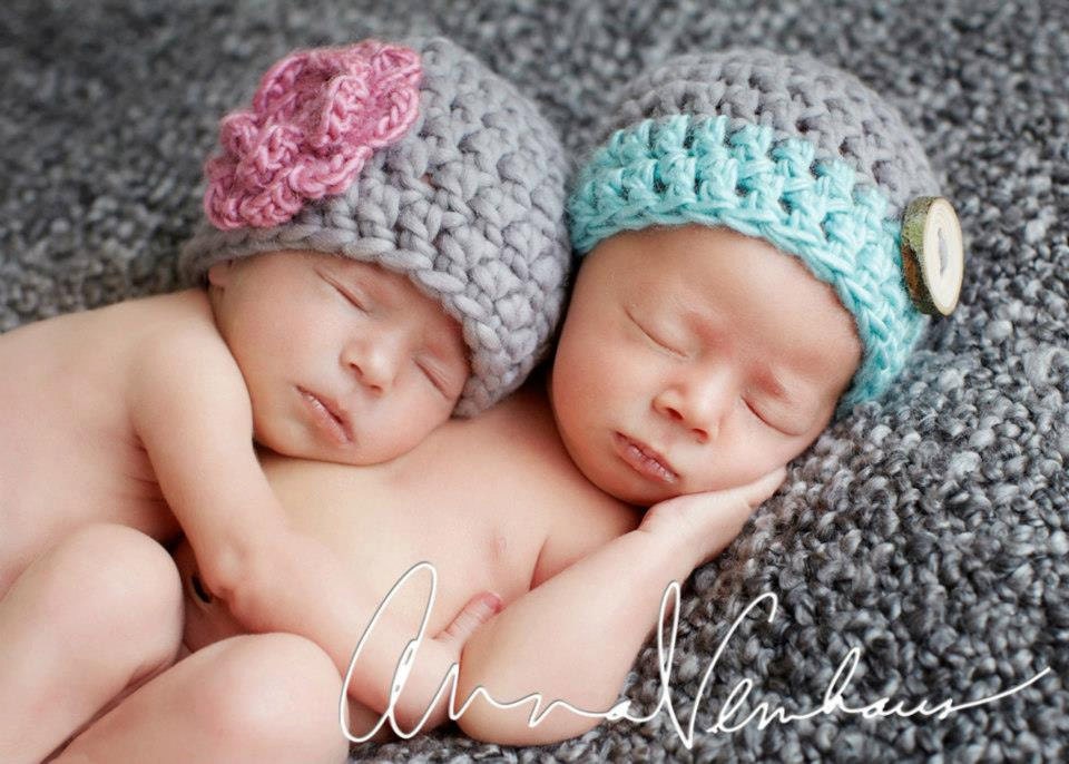 Newborn Twin Hats - Photography Prop - Boy Girl