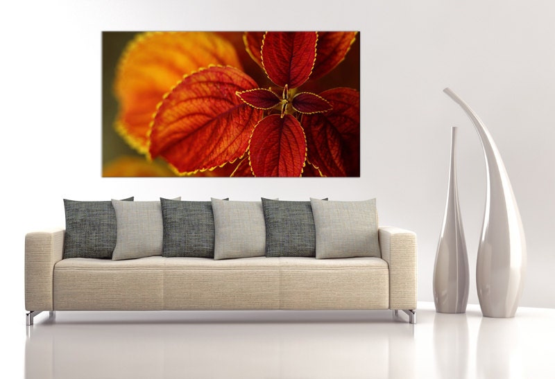 Wall decor Digital printed Canvas red flower to your wall, red-claret botanical flower