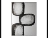 A3 Fine Art Black and White Contemporary Original Abstract Ink Painting 11.7x16.5 " Hence "