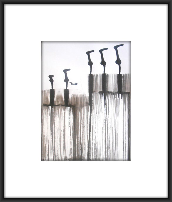 A3 Original Contemporary Fine Art Ink Wash Painting 11.7x16.5 " Working Class 038"