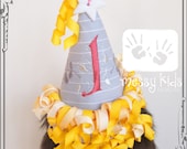 Curly Goldilocks Fabric Birthday Hat FREE PERSONALIZATION