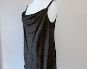 80's Margi Kent Stevie Nicks Tunic Top Gold Dust Woman Black Floaty Goddess L XL