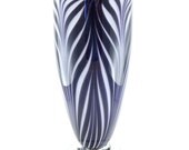 Hand Blown Art Glass Vase - Black and White - Dark Purple - Zebra