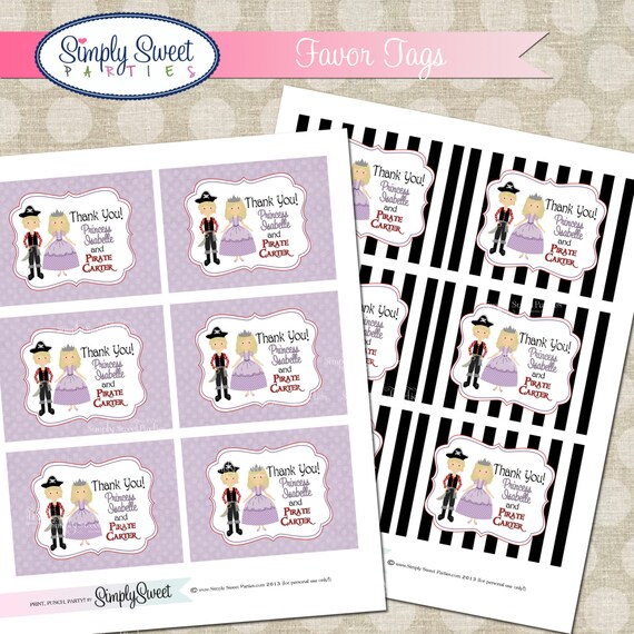 Pirate and Princess Birthday Party printable favor tags Il_570xn