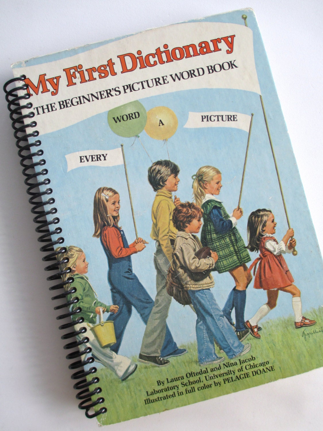 VINTAGE Dictionary book journal notebook Recycled Upcycled Spiral Bound My First Dictionary