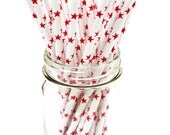 RED STAR Straw-25 retro drinking straws-red star paper straws-circus straws-carnival straws-superhero straws-25 count Il_170x135