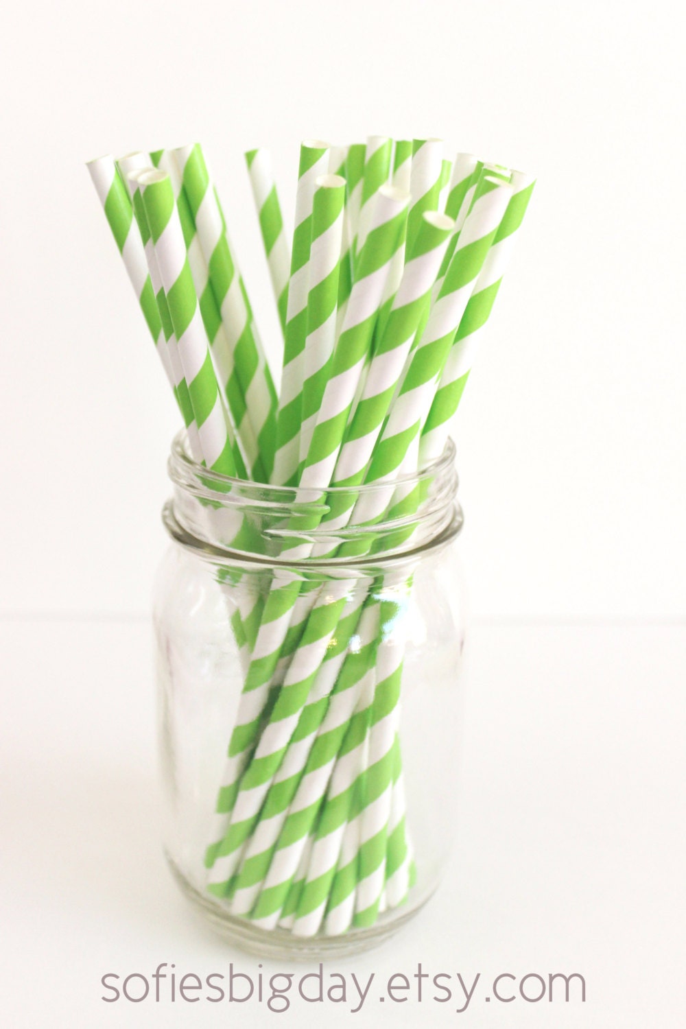 LIME GREEN Stripe Staws-retro paper straws-cake pop sticks-green stripe straws-stripe paper straws-25 count Il_570xn