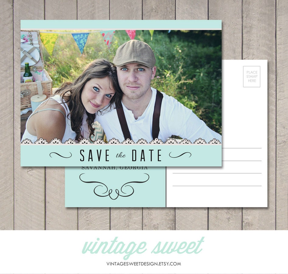 Save the Date Postcard (Printable) by Vintage Sweet