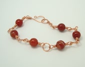 Banded Agate and Copper Bracelet - Orange Gemstone - Wire Wrapped Beaded Jewelry - Hand Forged - Reiki Charged - Sacral Chakra - Meditation