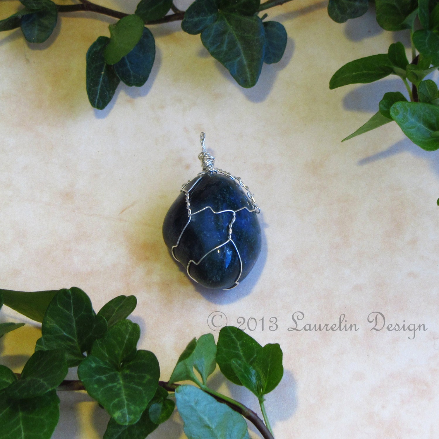 Large Moss Agate Silver Pendant