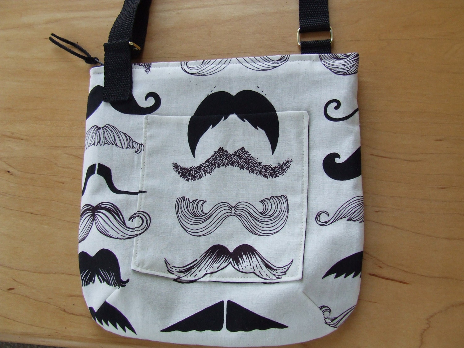 Mustache Hip style shoulder purse or cross body bag