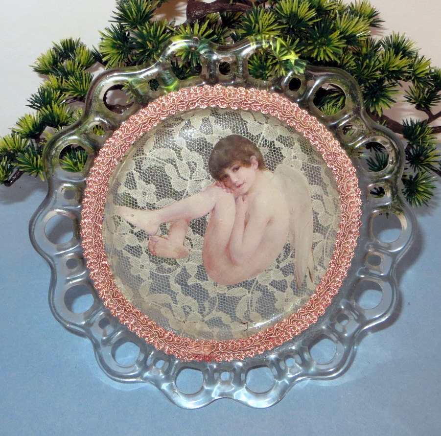 Cherub Lace Decor Glass dish