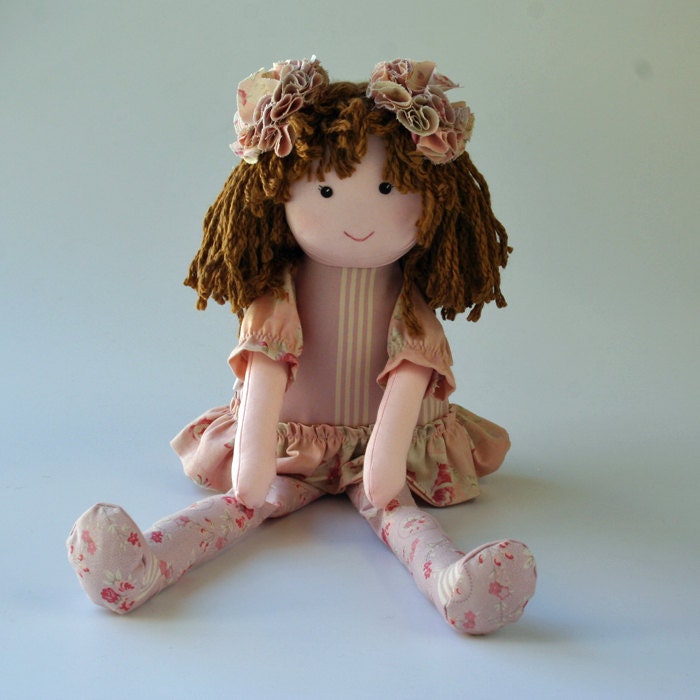 Rag Doll eco-friendly custom order, with Pink and Lavender is stuffed with natural rayon fiber from bamboo