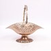 Vintage Silver Plate Basket Embossed Rose Design Pedestal Handled Candy Bowl Japan