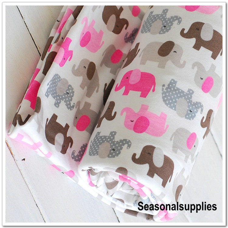 Cotton Knitted Fabrics,lovely pink Elephant, animals, Cute Cartoon Pattern,quiltting fabric,child fabric 1/2 yard (C232)