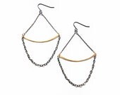 hammered arch and chain swing earrings