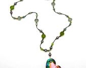 Multi Color Heart Necklace - Freshwater pearls and Swarovski Crystals