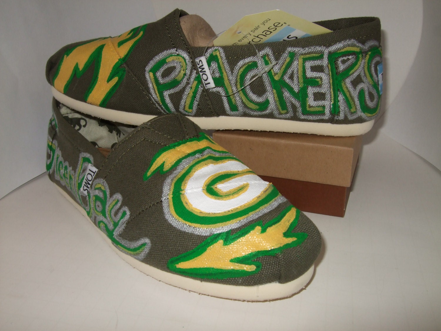 Custom Painted Green Bay or other Team TOMS Shoes