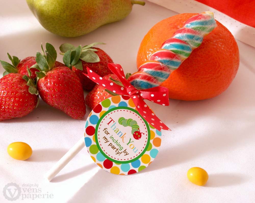 Caterpillar Birthday Party - DIY PRINTABLE Favor Tag Thank You Label - Instant Download - PS820CA1h