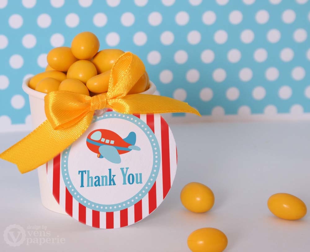 Airplane Birthday Party - DIY PRINTABLE Favor Tag Thank You Label - Instant Download - PS818CA1h