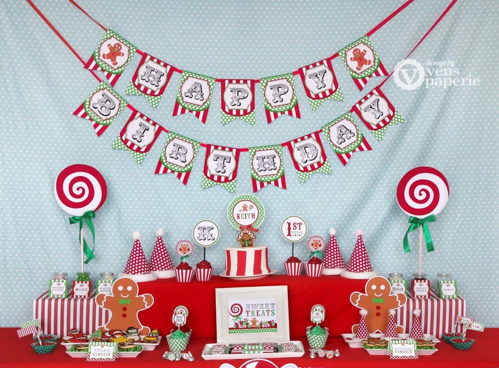 Sale - Christmas Sweet Shoppe Birthday Party Package Personalized MINI Collection Set - PRINTABLE DIY - PS001CA1y