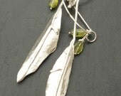 Weeping Willow Leaf and Peridot Dangling Pendant