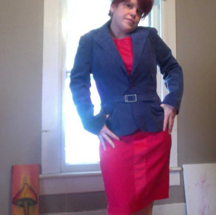 Blue ultra Suede Tailored Jacket