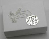 Sterling Silver Monogram Necklace - Personalized Bridesmaid Jewelry