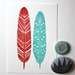 Watercolor Feather Painting - Archival Art Print - 8x10 Malakai Feathers - red, turquoise, River Luna Art