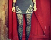 Handmade All Seeing Eye Mini Dress, Bodycon, Strapless, Festival, Aztec, Screenprint, Hippie, Women, Hippie, Bohemian, Evil Eye