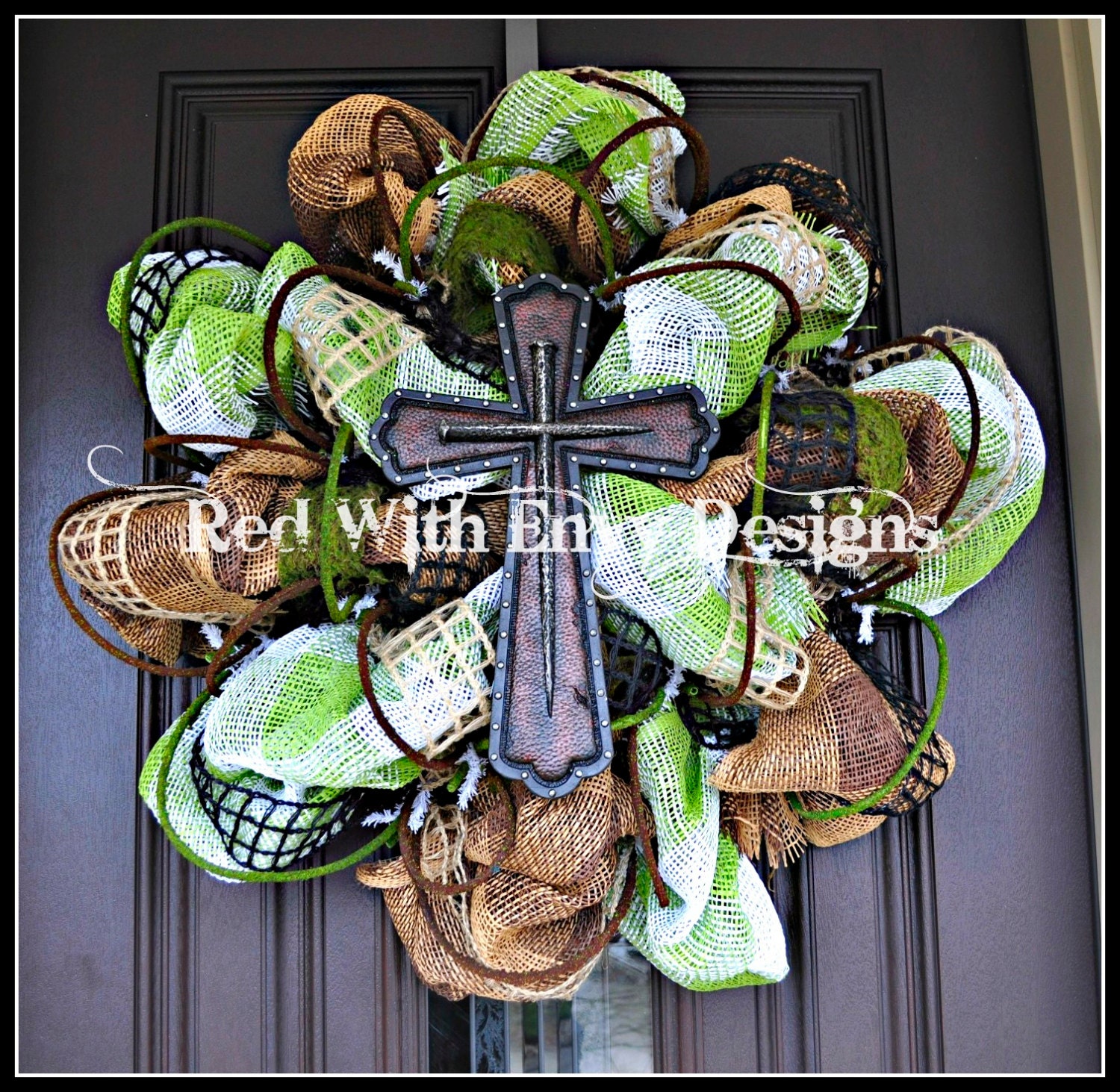 Summer Wreath, Wreath, Deco Mesh Wreath, Deco Mesh, Spring Wreath, Cross Wreath, Cross, Spring, Summer