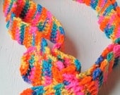 Neon Rainbow Skinny Crochet Scarf, Multi-colored