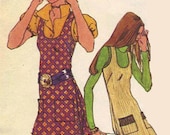 Simplicity Retro Sewing Pattern Boho Hippie 70s Sleeveless Tunic Flared Pants Jumper Dress Bust 32