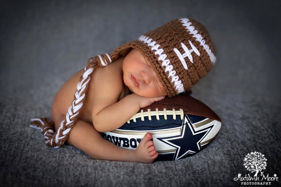 BABY Boy HAT  Newborn Baby Boy Crochet Football Hat With Ear Flaps FREE Shipping 0 3 6 months