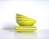 Chartreuse Melamine Plate and Bowl Collection - Set of 8