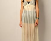 vintage 70s epic sheer slip dress - triangle top elastic - maxidress - small S medium M