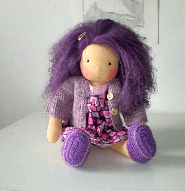 SANDRA - waldorf  doll 16 " purple hair