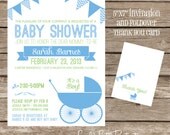 DIY Printable Retro Baby Shower Invitation AND Thank You Card - Choose Colors Lovely Little Party