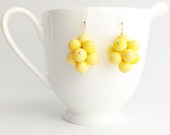 Bright Yellow Coral Earrings by Kluster. Lemon Yellow Sponge Coral and 100% Sterling Silver.