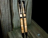 Maple Wood Pen Set Handmade Curly Maple Wood Pen Pencil Set w/ Black Metal